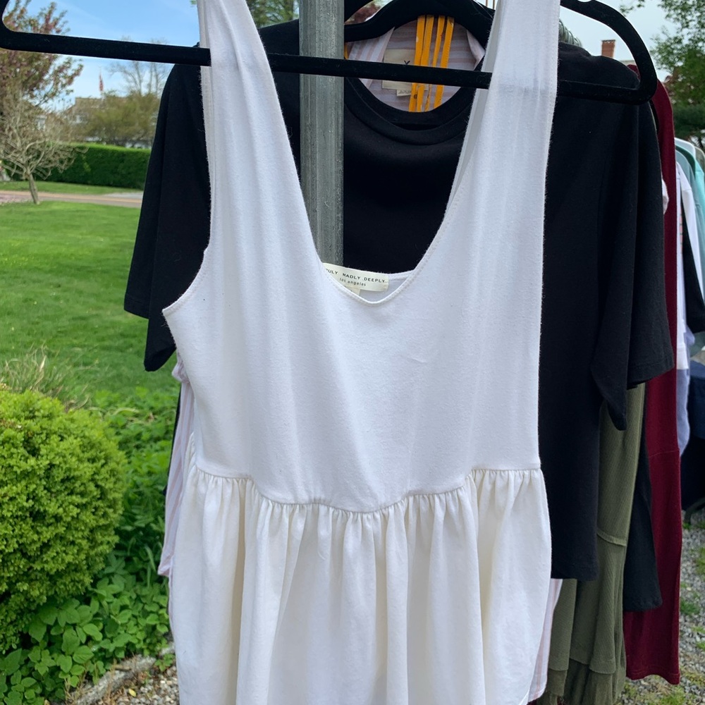 Ivory Peplum Urban Outfitters Truly Madly Deeply Tank Top